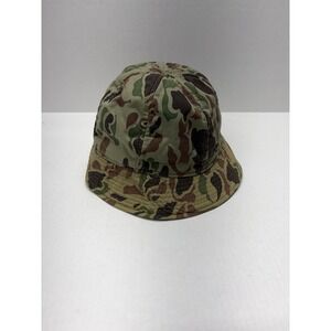 Vintage Army Camo Jones Style Bucket Hat Insulated Hunting Duck Frog Camo Sz Med